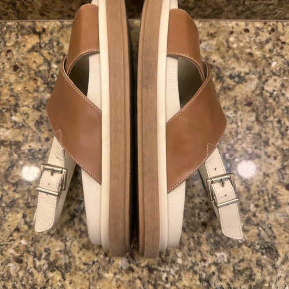 ALOHAS Two-Tone Tan & Cream Cross-Strap Slingback Sandals - Picture 5 of 5